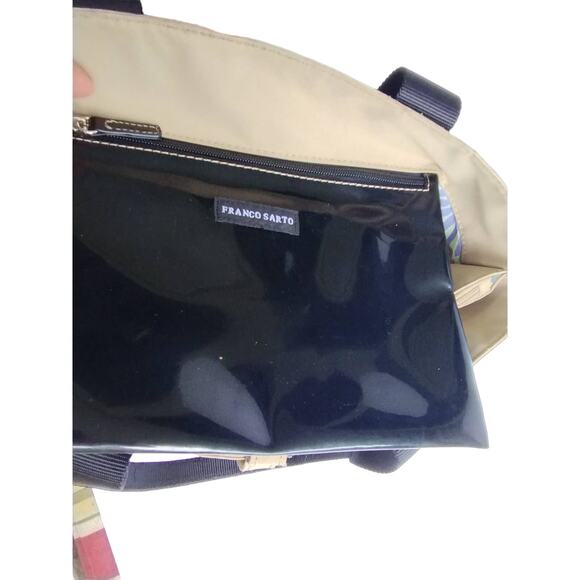Franco Sarto Canvas Mini Tote Bag Tan and Brown 15"x10.5"x4" - Picture 12 of 15